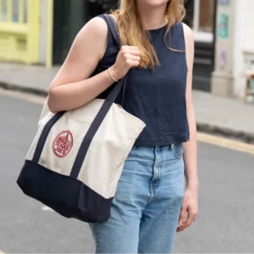 Trader Joe’s Navy and White Large Tote Bag - Picture 5 of 6